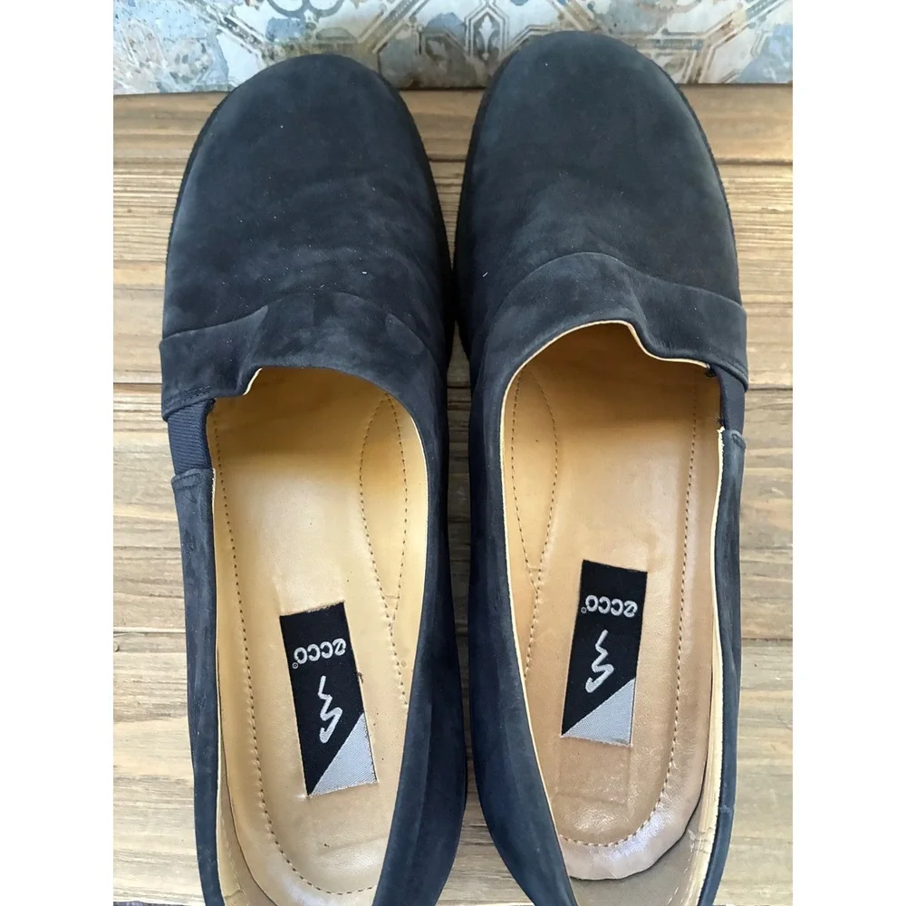 Ecco Womens Navy Blue Nubuck Leather Slip On Loafers Comfort Shoes Size 40 - Picture 5 of 5